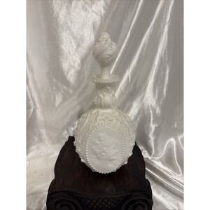 Vntg Fostoria Jenny Lind VANITY DECANTER 11" Cameo Milk Glass No Chips